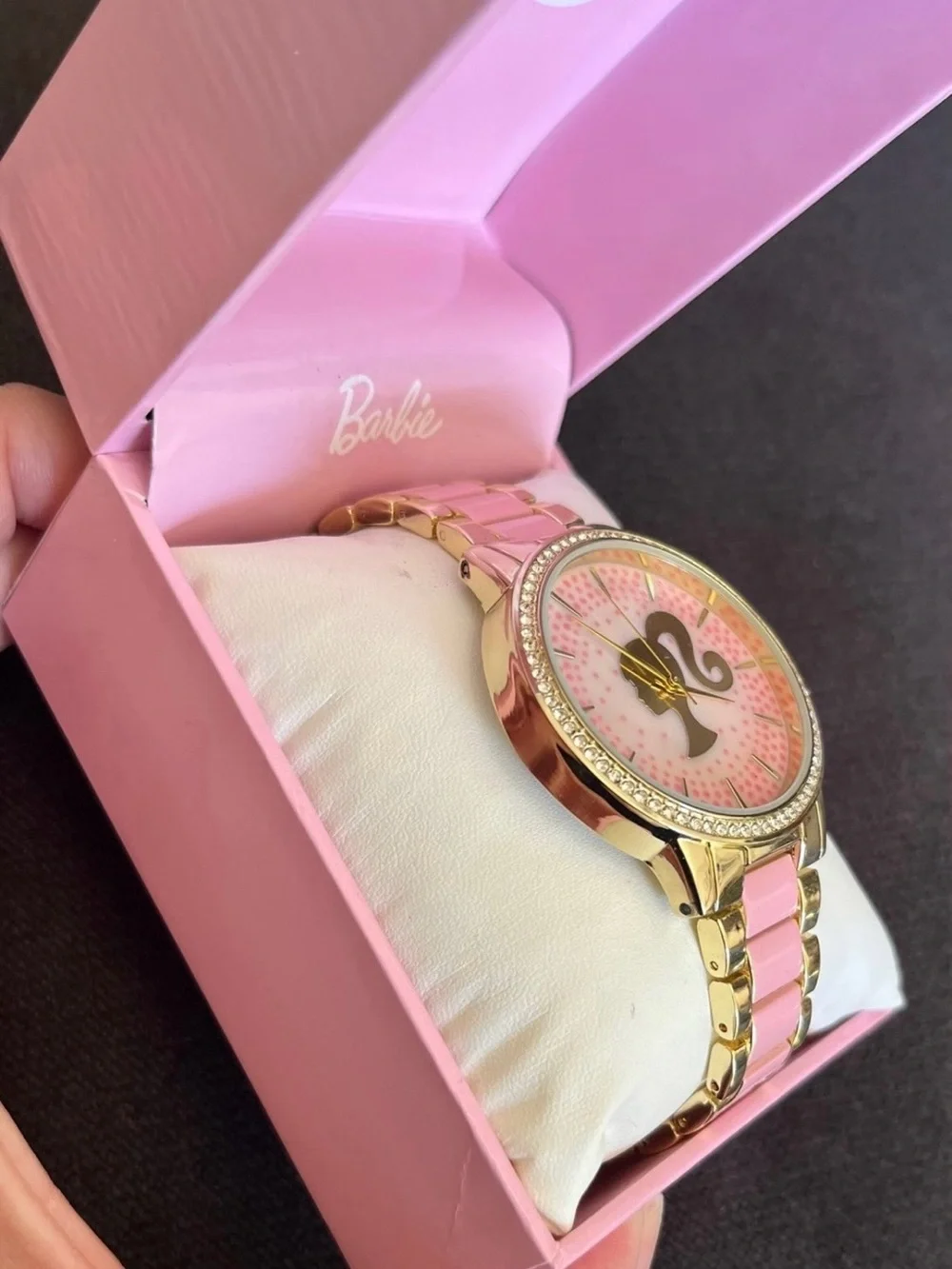 🆕 Barbie Pink and Gold Crystal Accent Ladies Watch - Picture 4 of 6